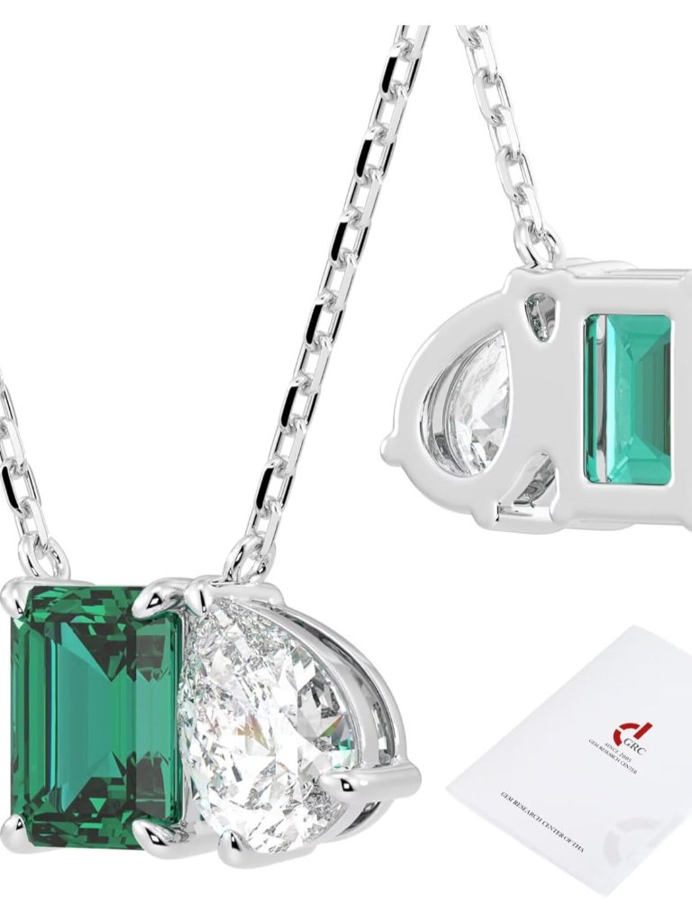 1.2-2.2ct Lab Grown Birthstone Necklace For Women, Emerald Cut Birthstone Neckla
